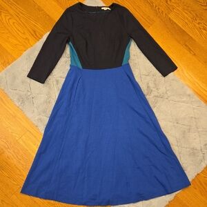 Boden Blue/Black Quarter Sleeve Dress, Womens 6 Long, Great Condition